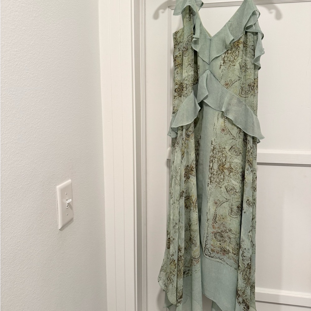 BCBGMaxAzria Asymmetrical Mint Dress with Ruffles - Picture 4 of 9